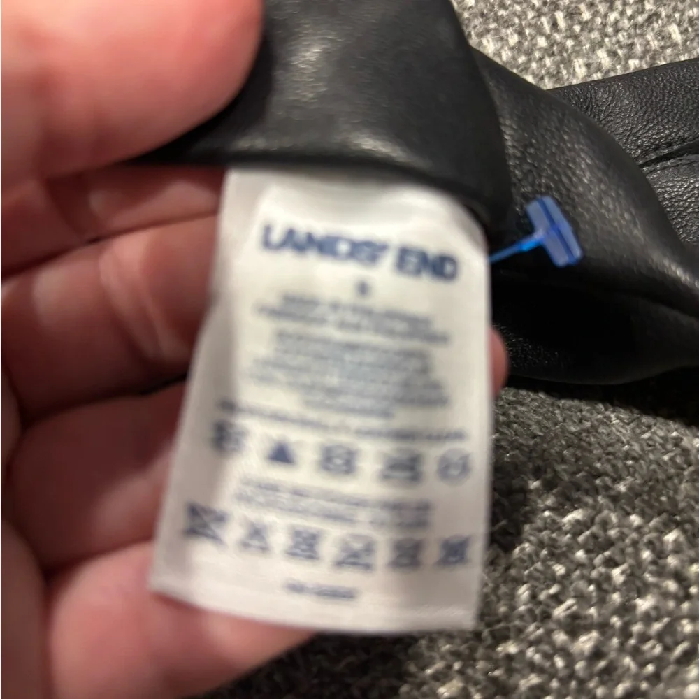 Lands' End Black Leather Gloves